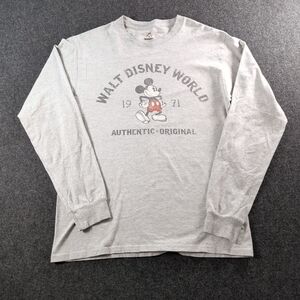 Disney Men's Light Gray Long Sleeve Tee with Mickey Design